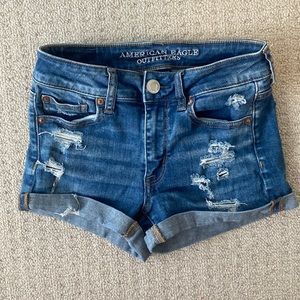 Super Stretch Hi-Rise Shortie Jean Shorts
